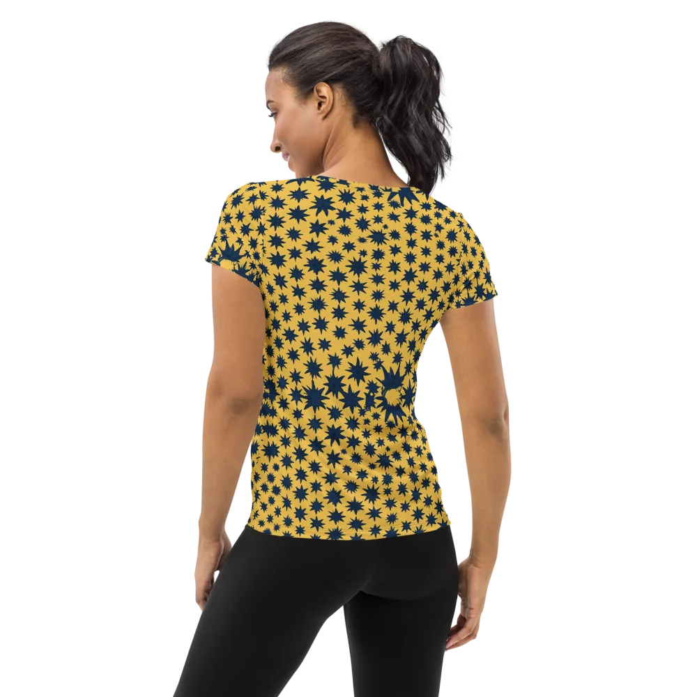 Navy Starfield on Women's Athletic T-Shirt — Back