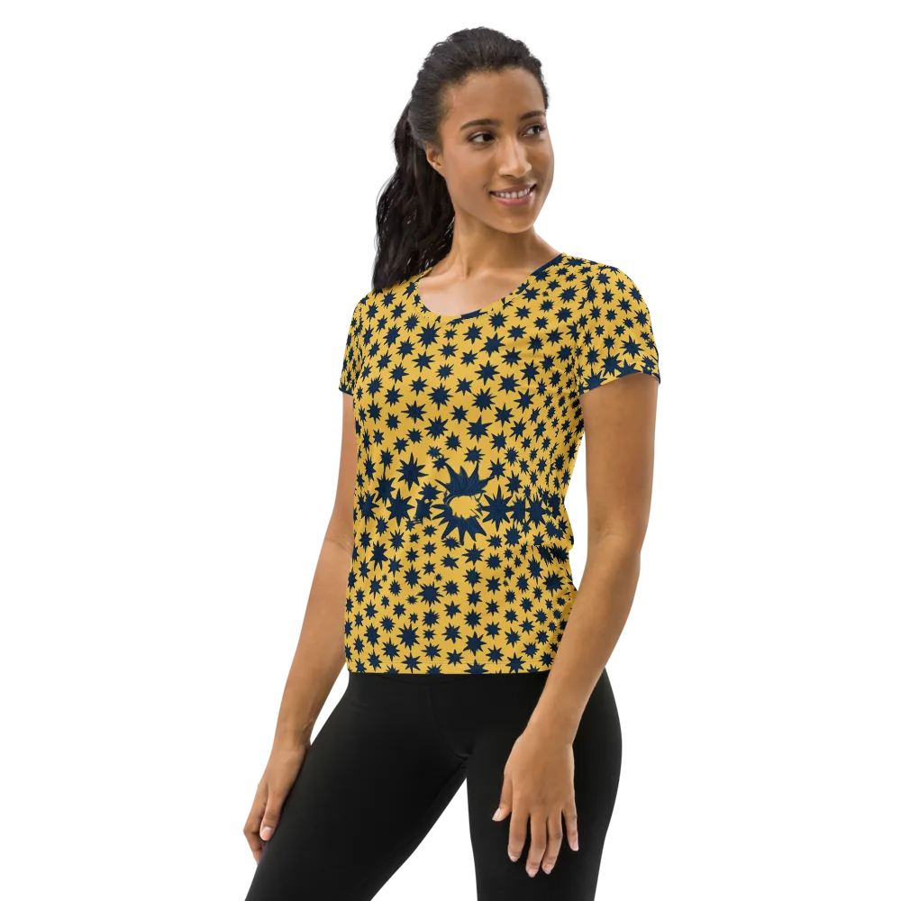 Navy Starfield on Women's Athletic T-Shirt — Left