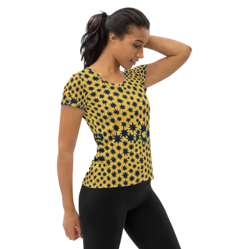 Navy Starfield on a Women's Athletic T-Shirt