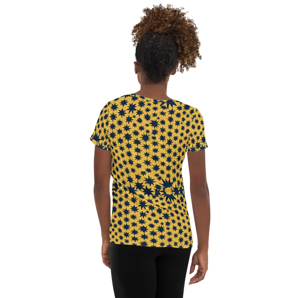 Navy Starfield on Women's Athletic T-Shirt — Back