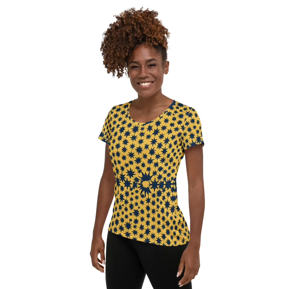 Navy Starfield on Women's Athletic T-Shirt — Left