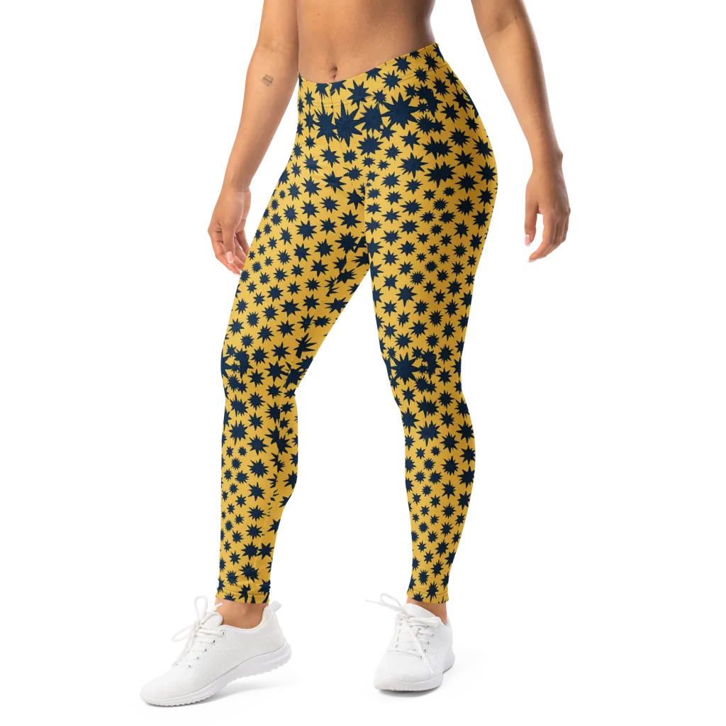 Navy Starfield on Leggings — Left Front
