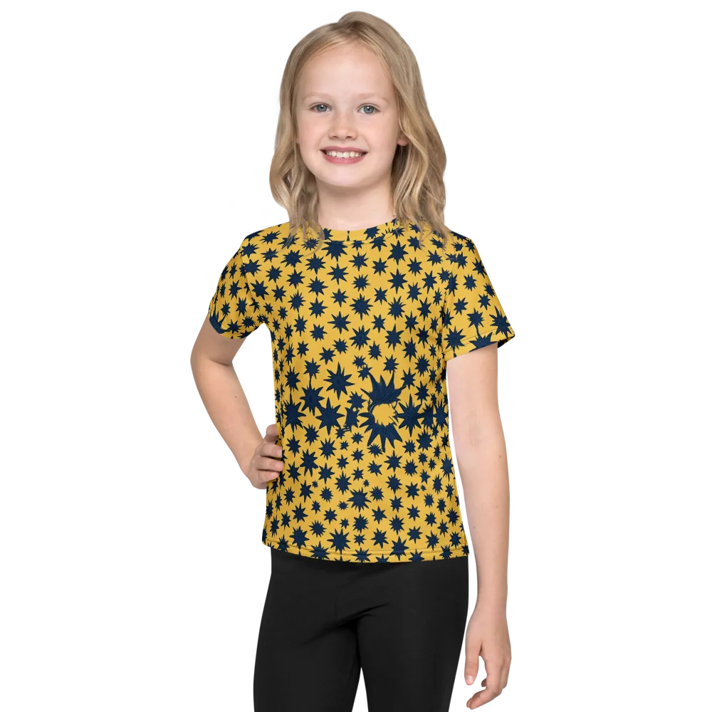 Navy Starfield on Kids Crew Neck T-Shirt — Front