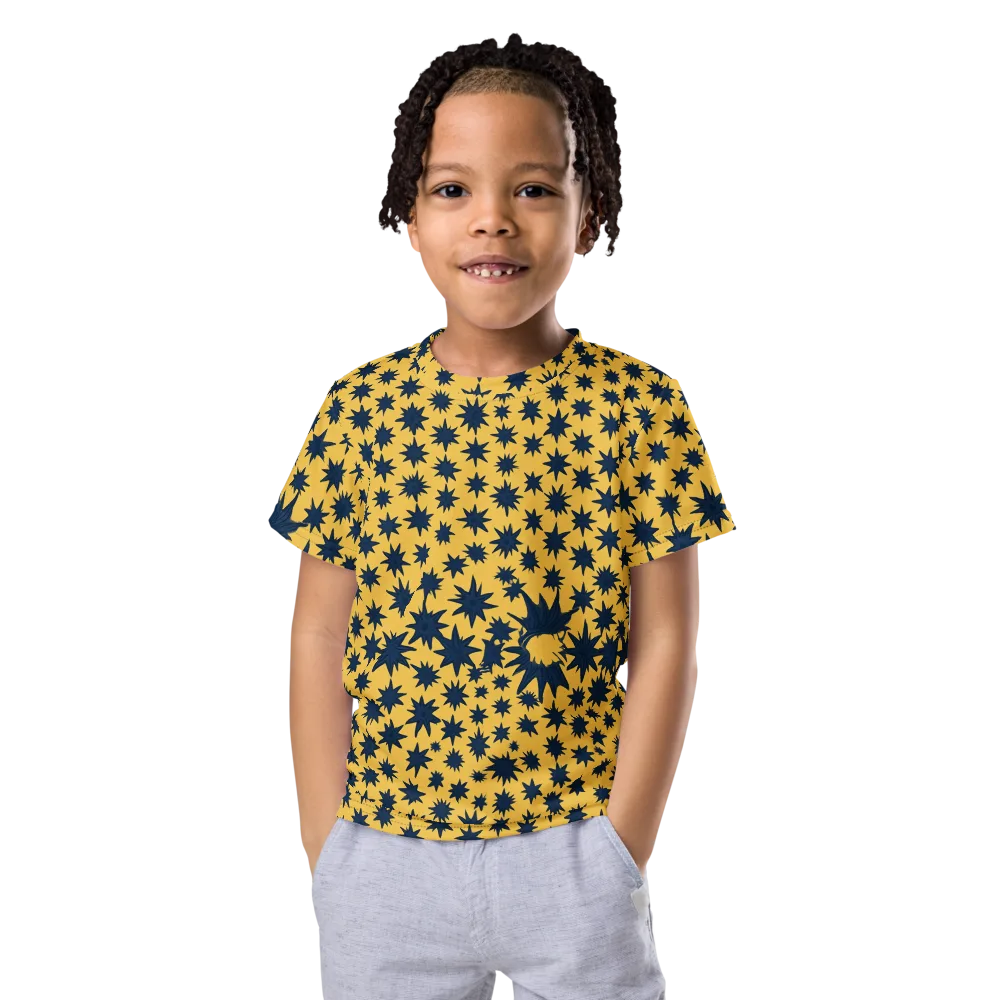 Navy Starfield on Kids Crew Neck T-Shirt — Front