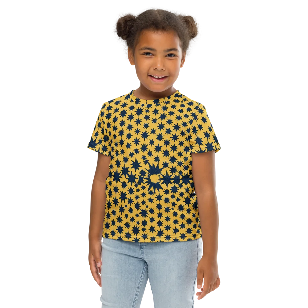 Navy Starfield on Kids Crew Neck T-Shirt — Front