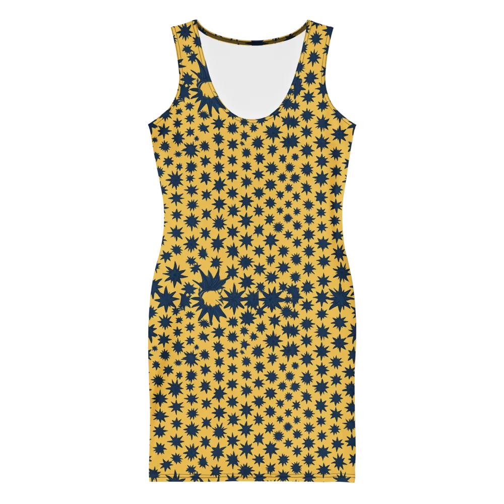 Navy Starfield on Bodycon Dress — Front