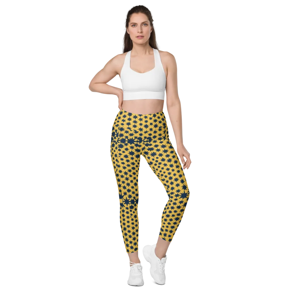 Navy Starfield on Leggings with Pockets — Front