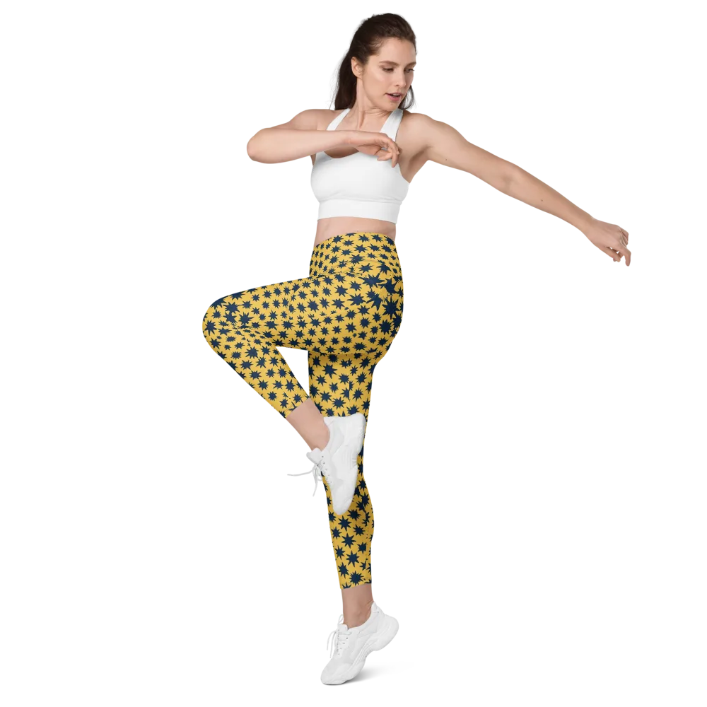 Navy Starfield on Leggings with Pockets — Left Front