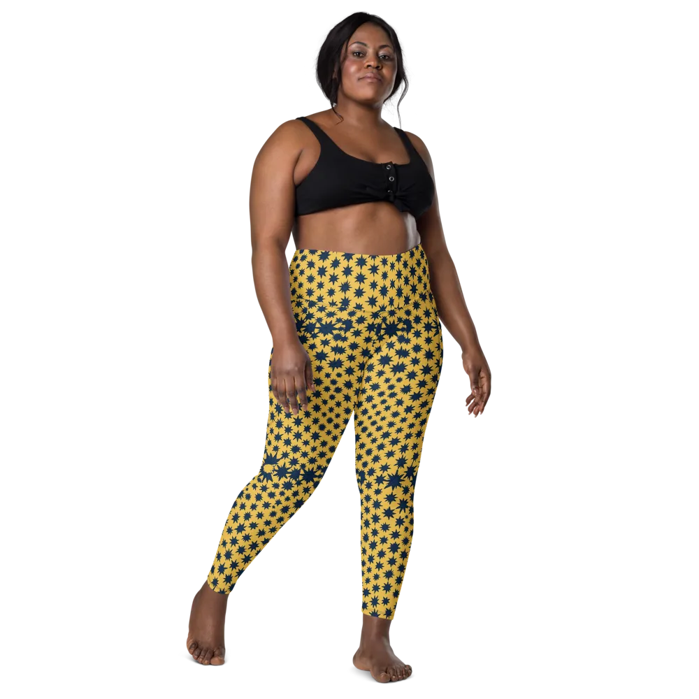 Navy Starfield on Leggings with Pockets — Front