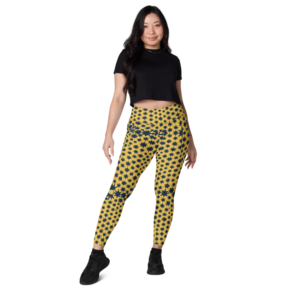 Navy Starfield on Leggings with Pockets — Front