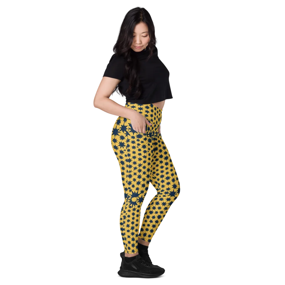 Navy Starfield on Leggings with Pockets — Right