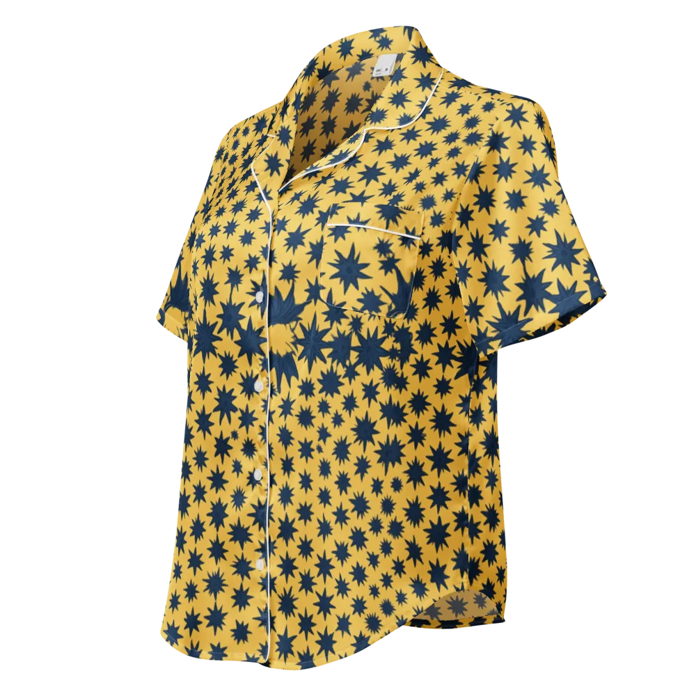 Navy Starfield on Women's Short Sleeve Pajama Top — Left Front
