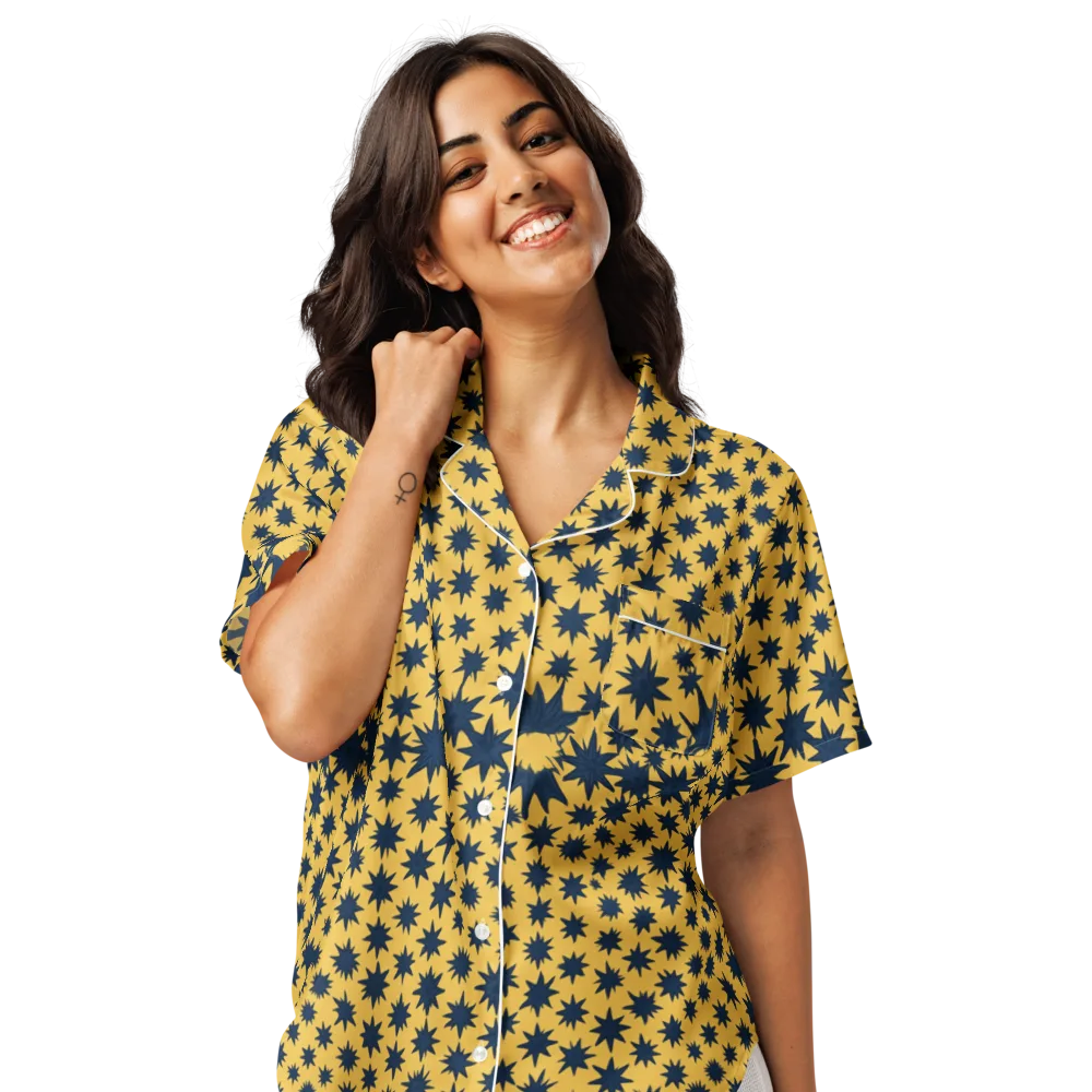 Navy Starfield on Women's Short Sleeve Pajama Top — Front