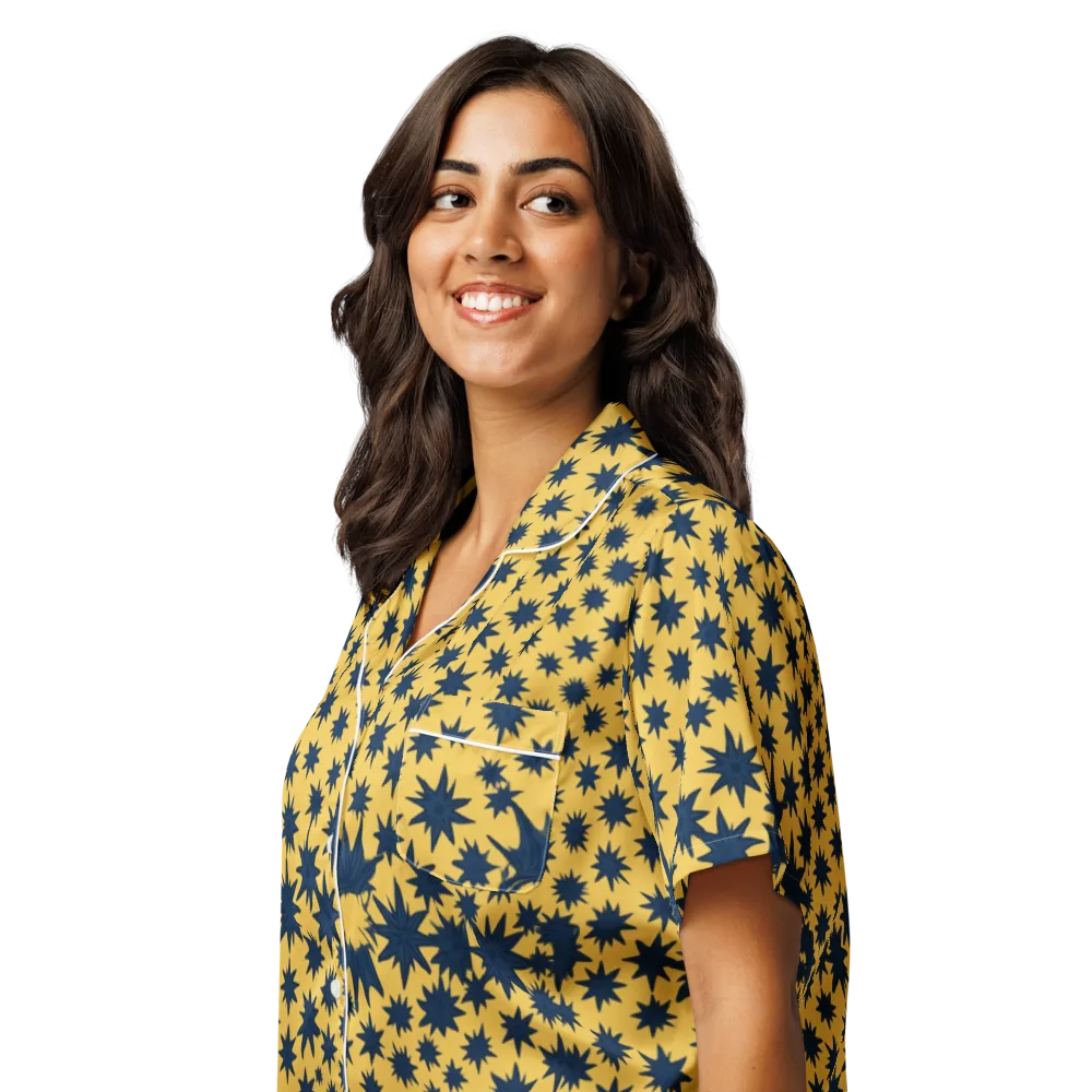 Navy Starfield on Women's Short Sleeve Pajama Top — Left Front