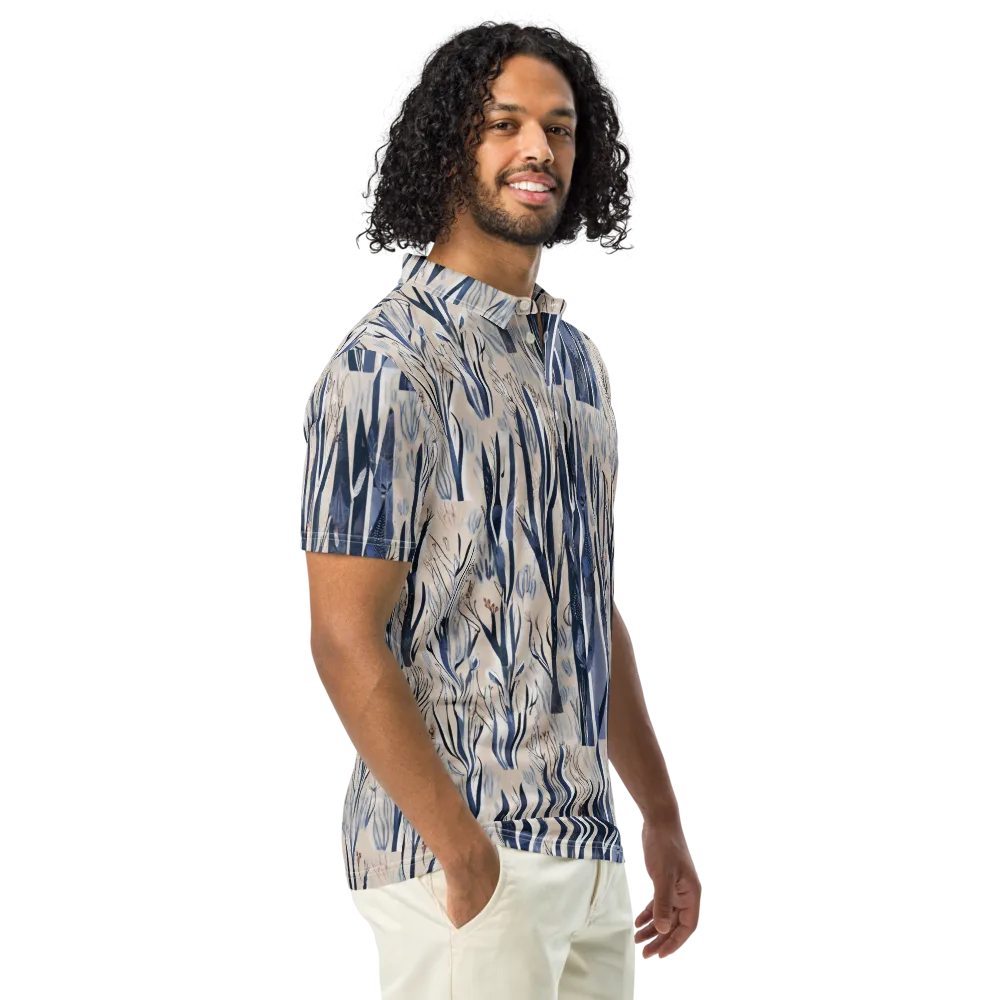 Winter Herbarium on Men's Slim Fit Polo Shirt — Right Front