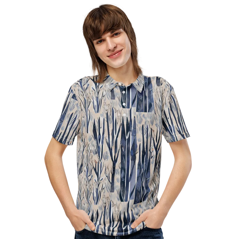 Winter Herbarium on Men's Slim Fit Polo Shirt — Front