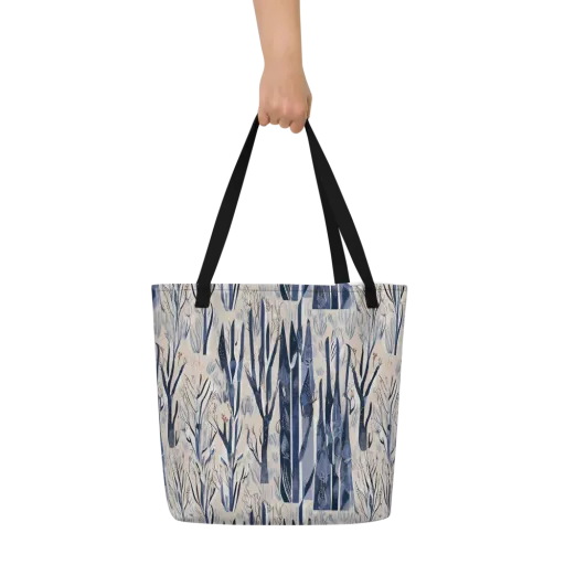 Winter Herbarium on a Large Tote Bag W/ Pocket