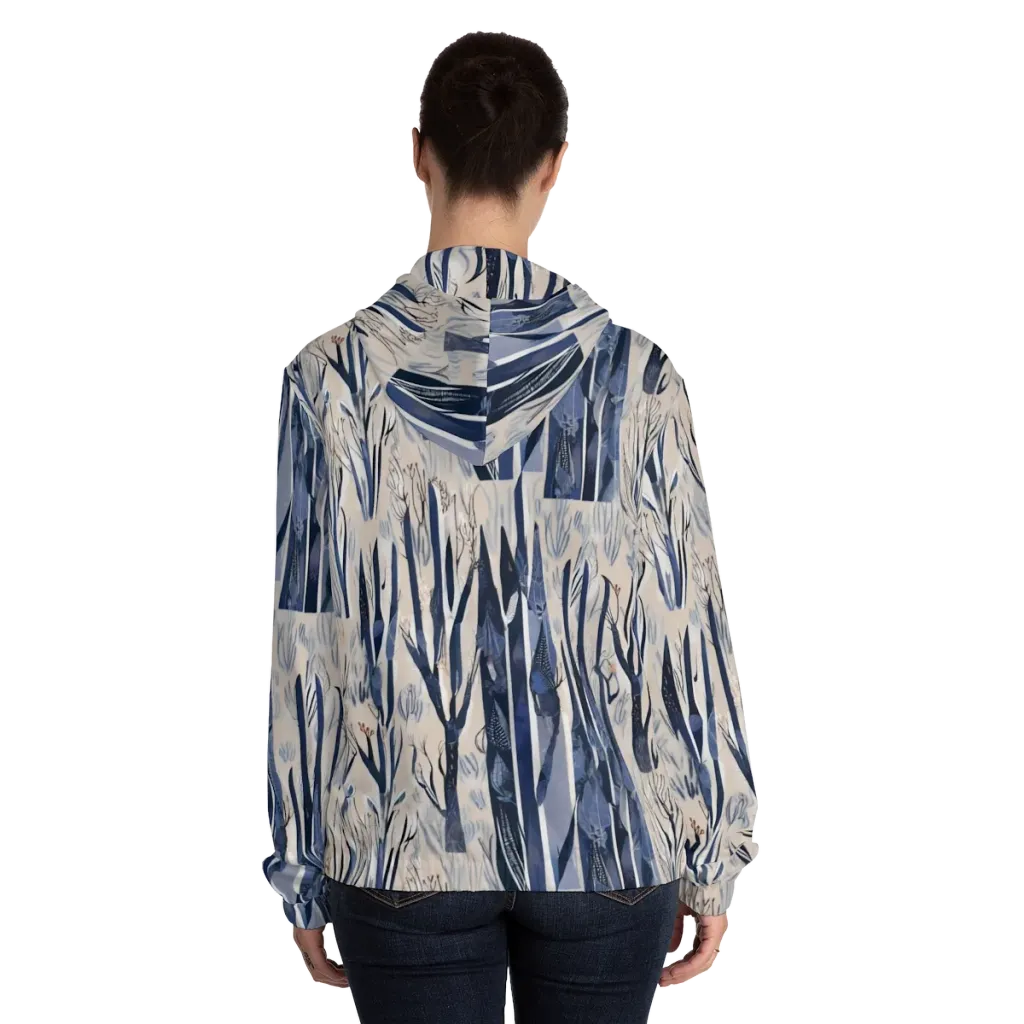 Winter Herbarium on Women's Full-Zip Hoodie — Back On Person