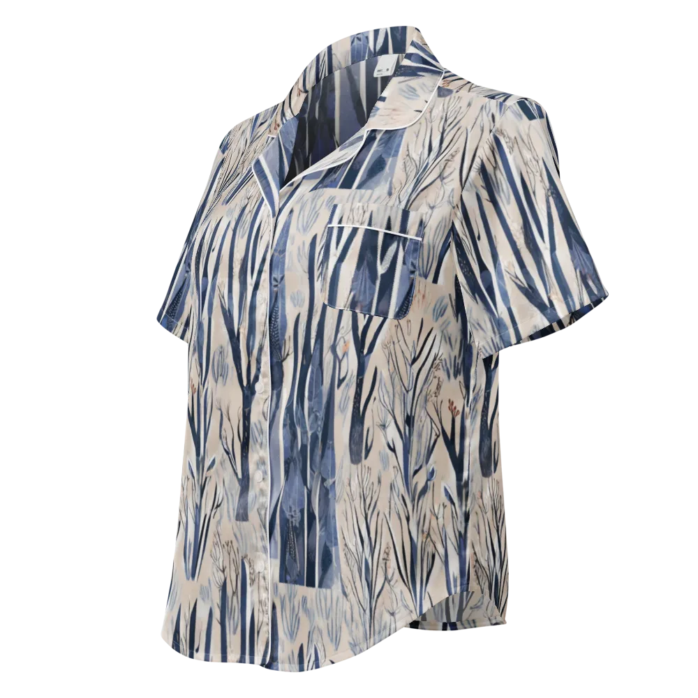 Winter Herbarium on Women's Short Sleeve Pajama Top — Left Front