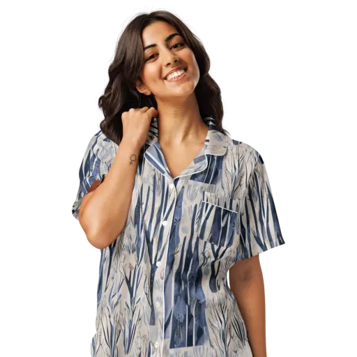 Winter Herbarium on a Women's Short Sleeve Pajama Top