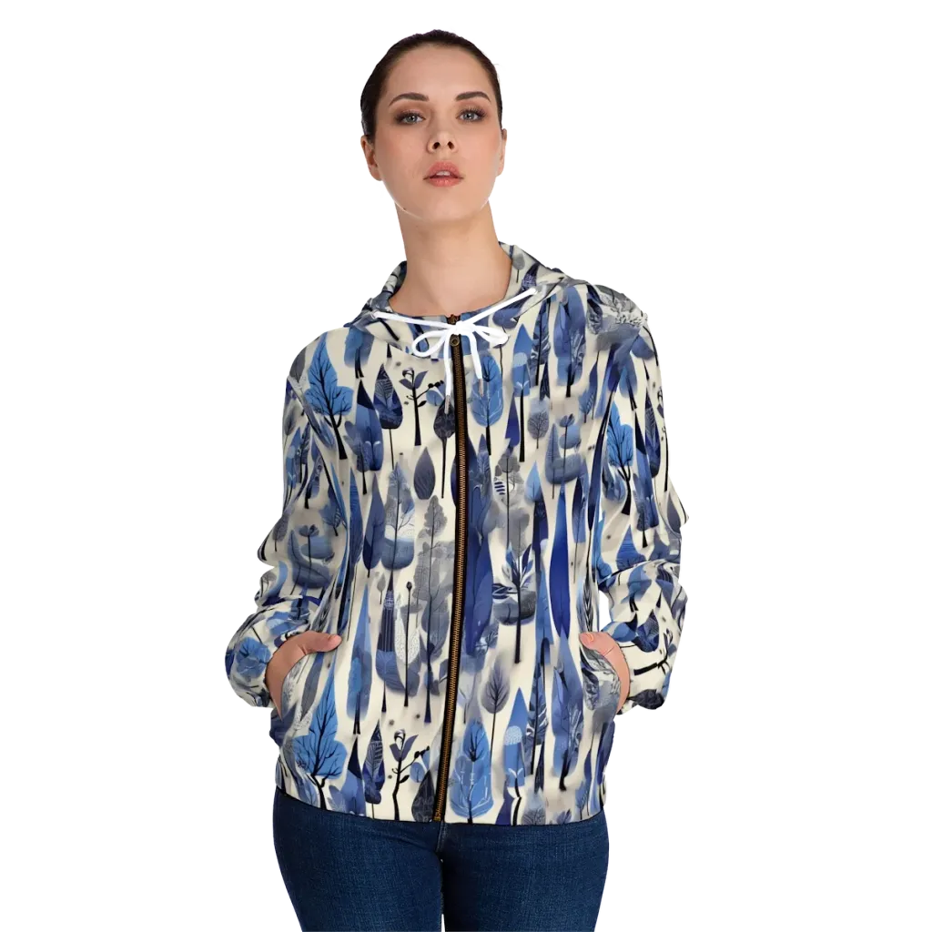 Azure Canopy on Women's Full-Zip Hoodie — Front On Person