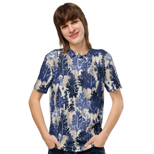 Indigo Understory on a Men's Slim Fit Polo Shirt