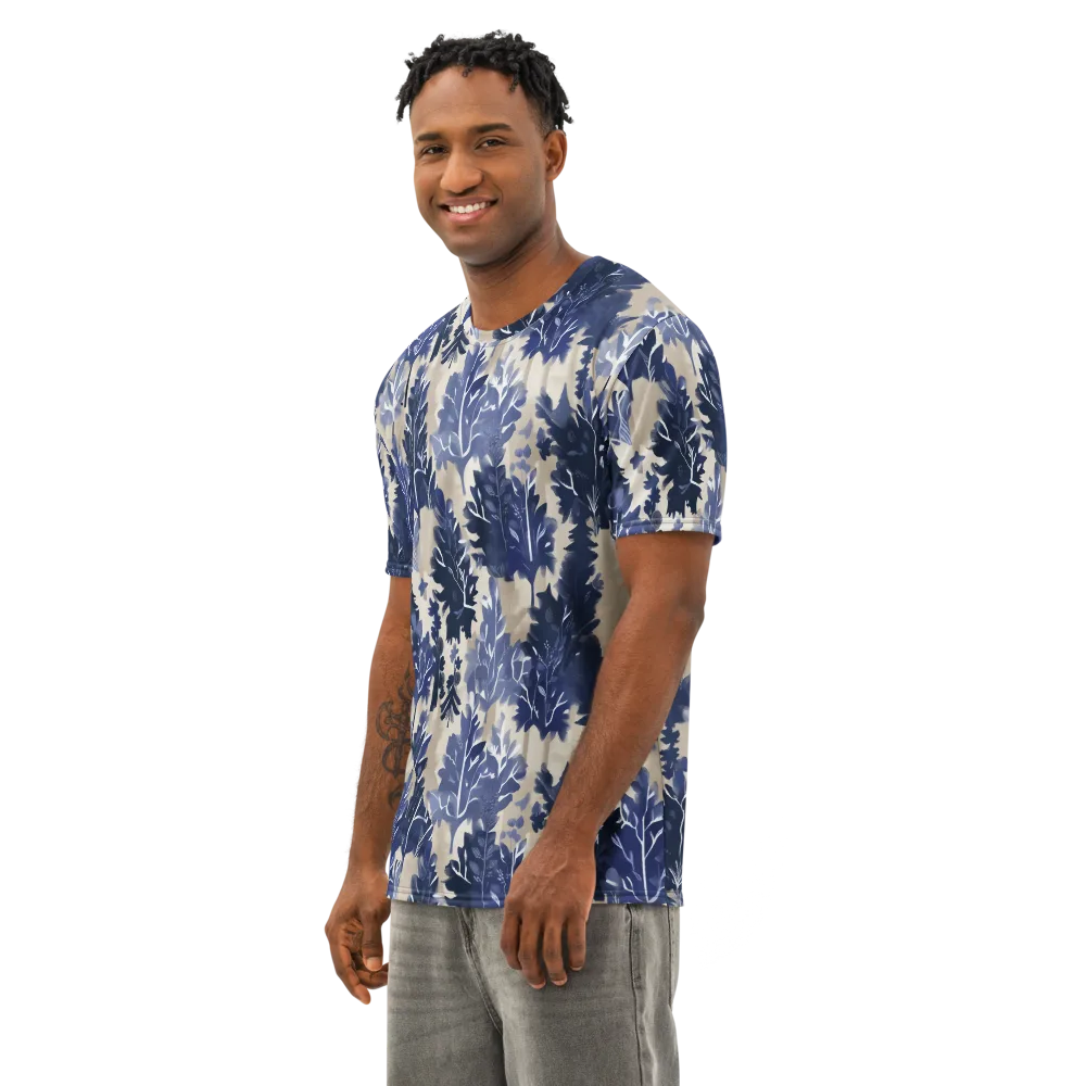 Indigo Understory on Men's Cotton Crew Neck T-Shirt — Left Front