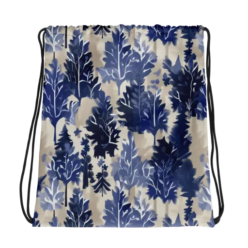 Indigo Understory on a Drawstring Bag