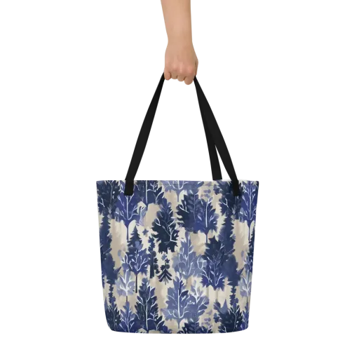 Indigo Understory on a Large Tote Bag W/ Pocket