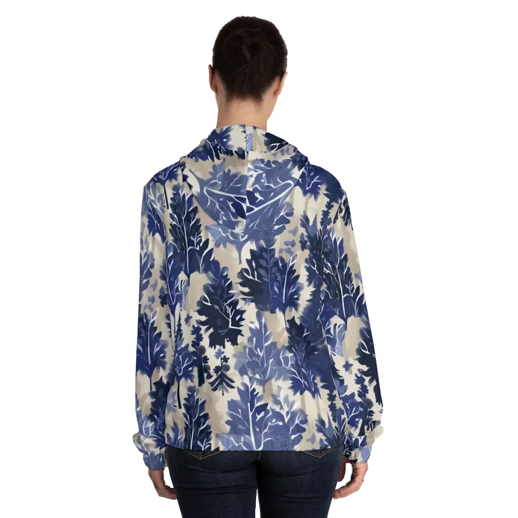 Indigo Understory on Women's Full-Zip Hoodie — Back On Person