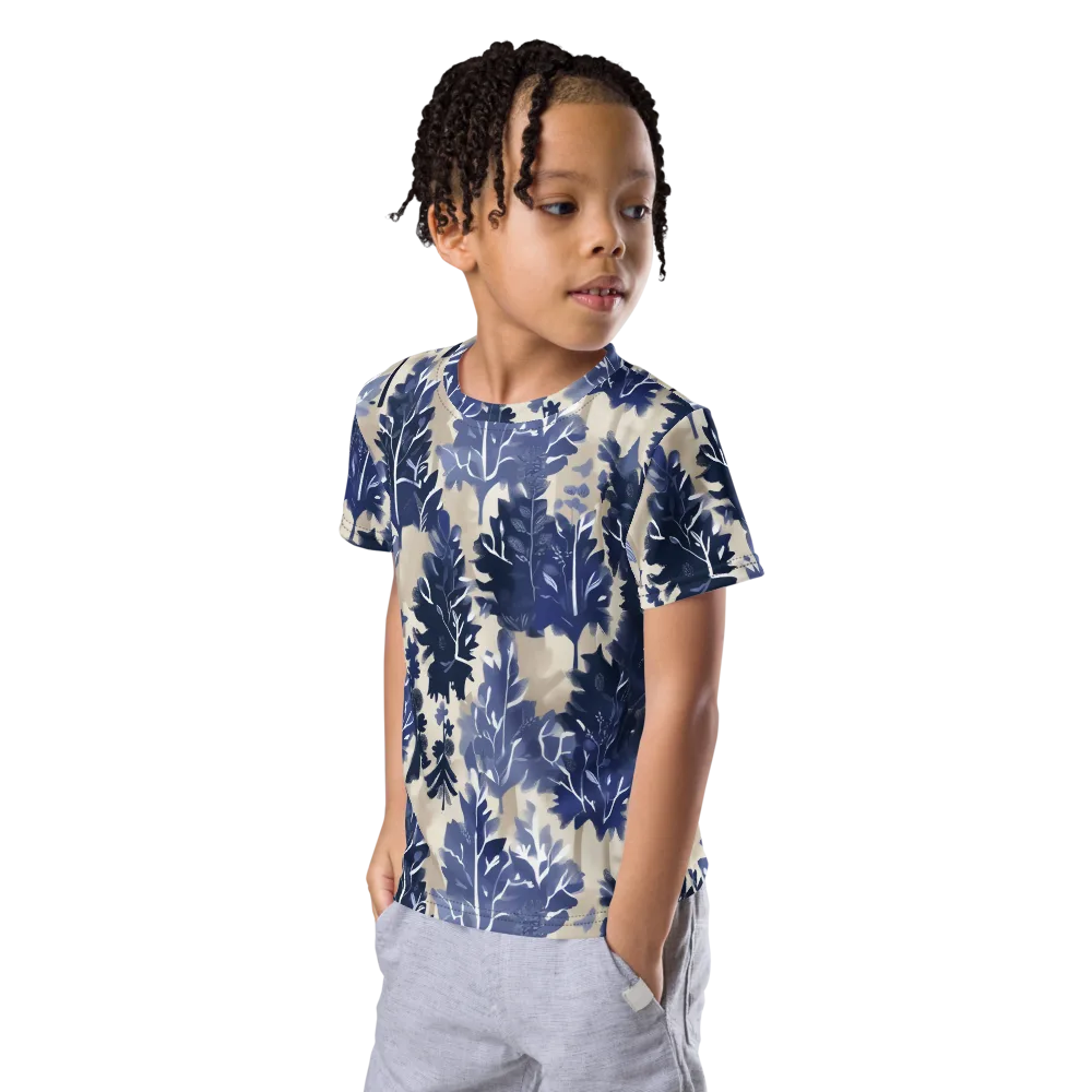 Indigo Understory on Kids Crew Neck T-Shirt — Left Front