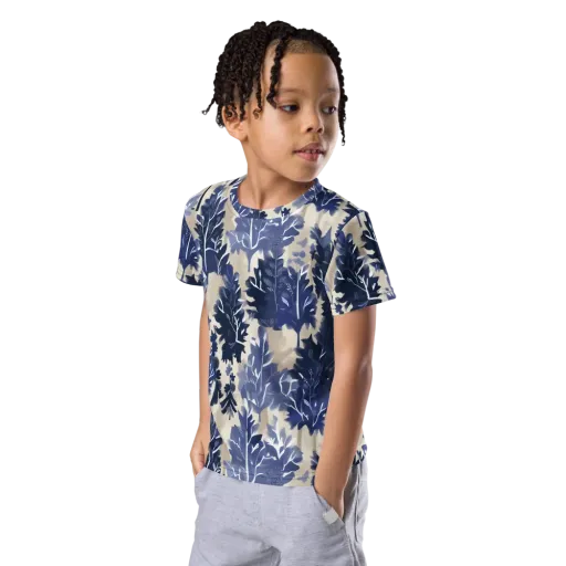 Indigo Understory on a Kids Crew Neck T-Shirt