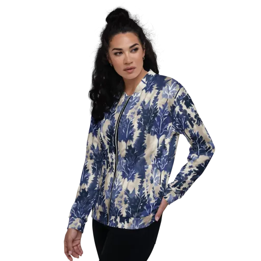 Indigo Understory on a Bomber Jacket