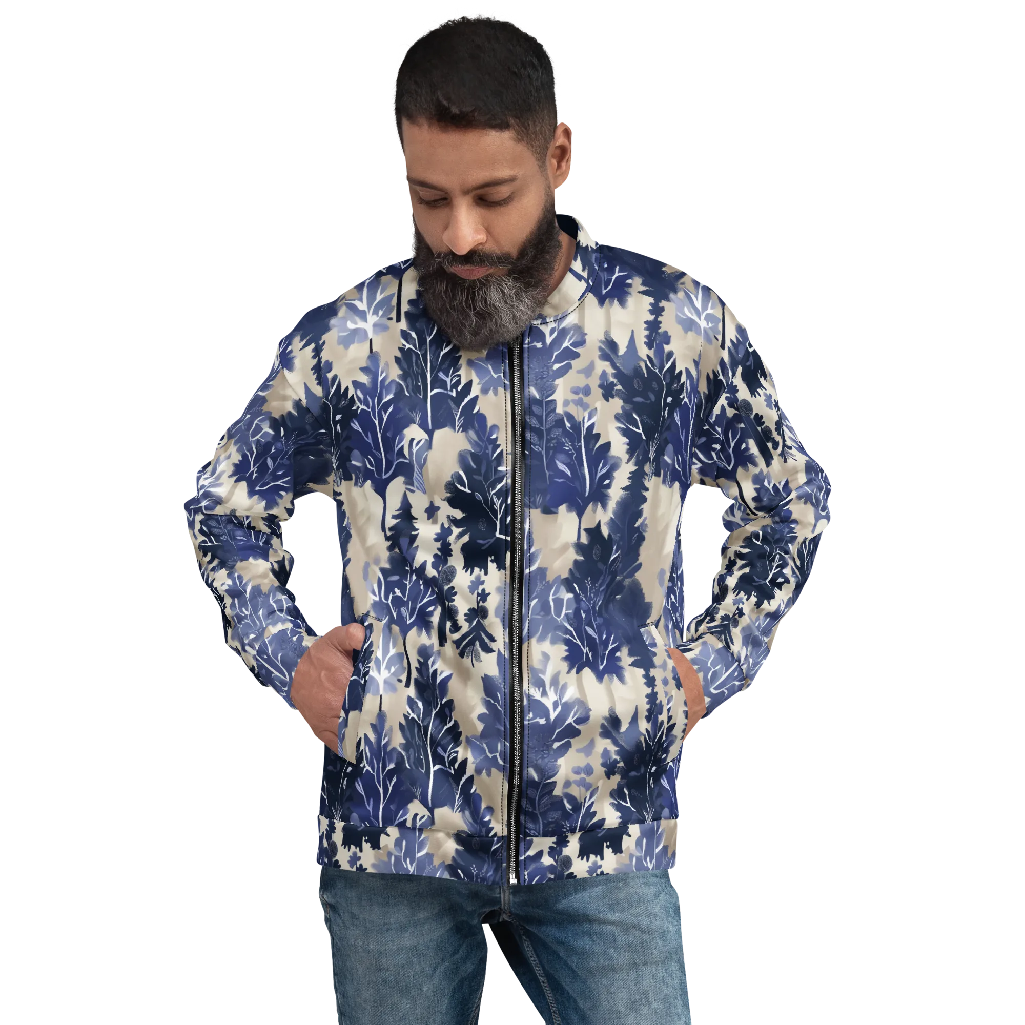 Indigo Understory on Bomber Jacket — Front