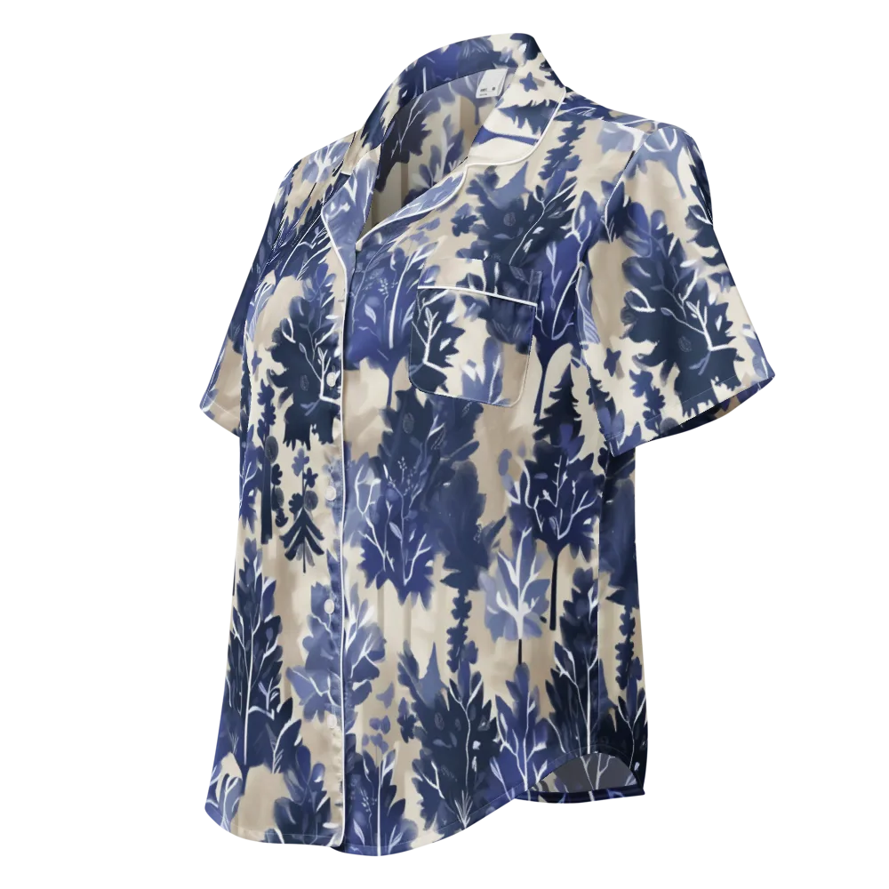 Indigo Understory on Women's Short Sleeve Pajama Top — Left Front