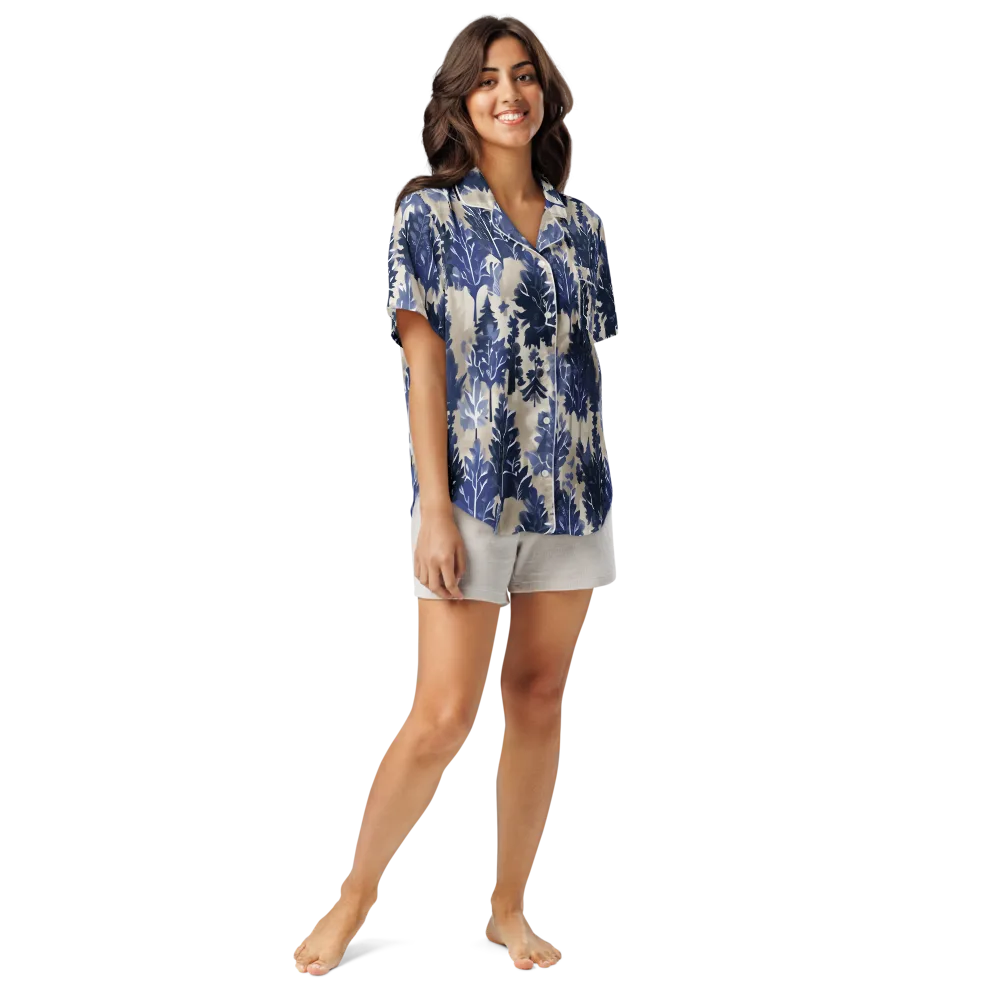 Indigo Understory on Women's Short Sleeve Pajama Top — Front