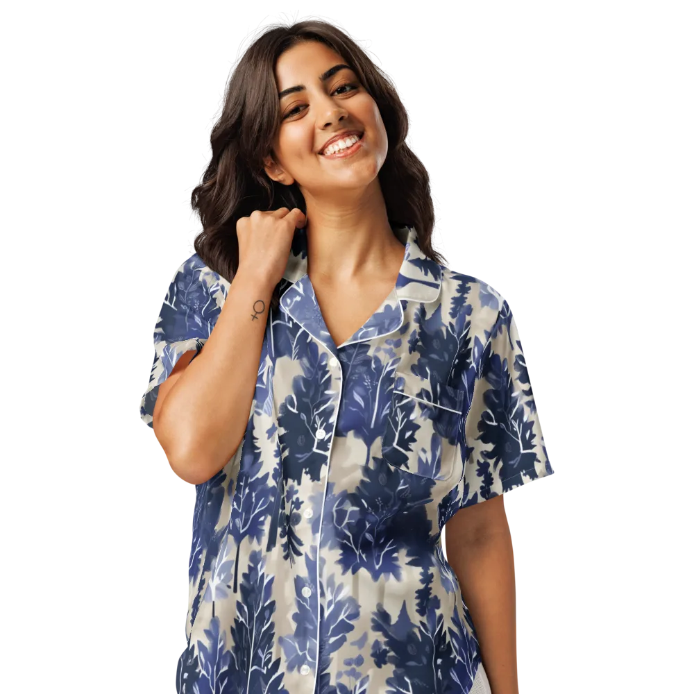 Indigo Understory on Women's Short Sleeve Pajama Top — Front