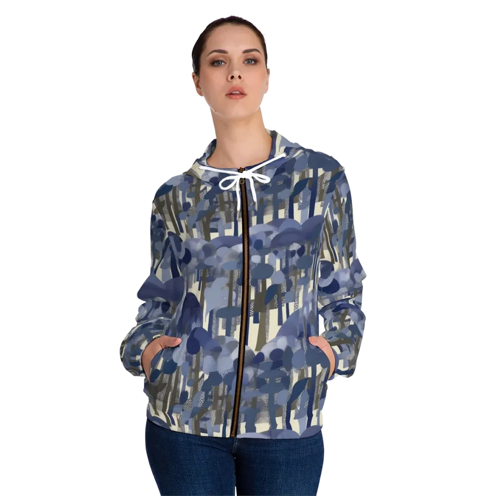 Bluewood Canopy on Women's Full-Zip Hoodie — Front On Person