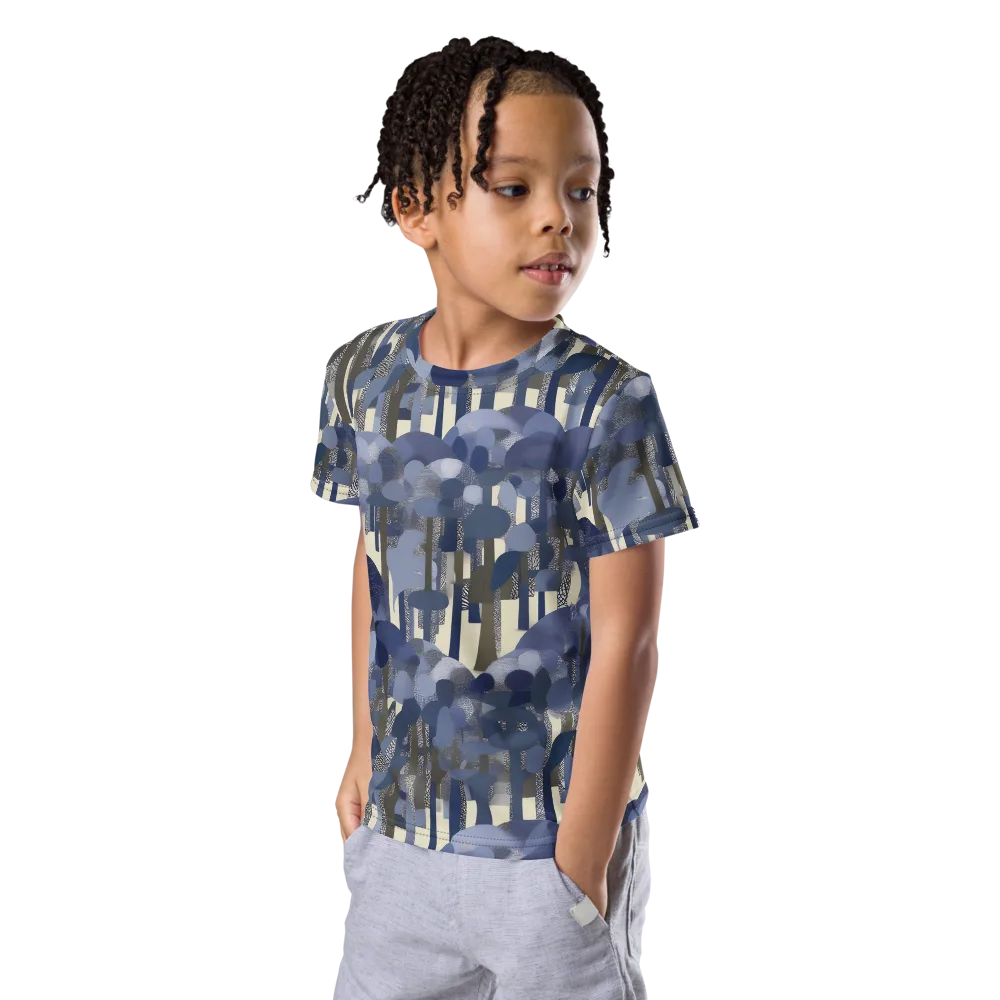 Bluewood Canopy on Kids Crew Neck T-Shirt — Left Front
