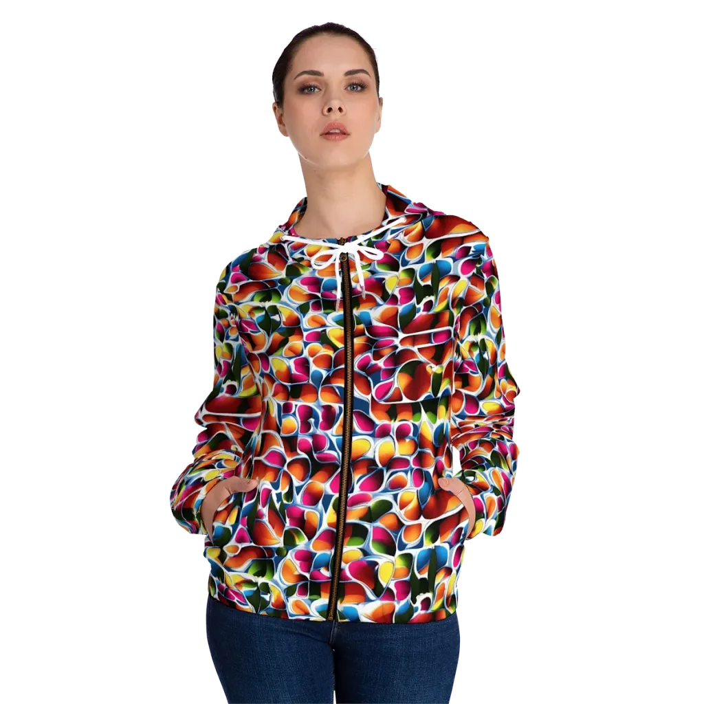 Prism Puddle on Women's Full-Zip Hoodie — Front On Person