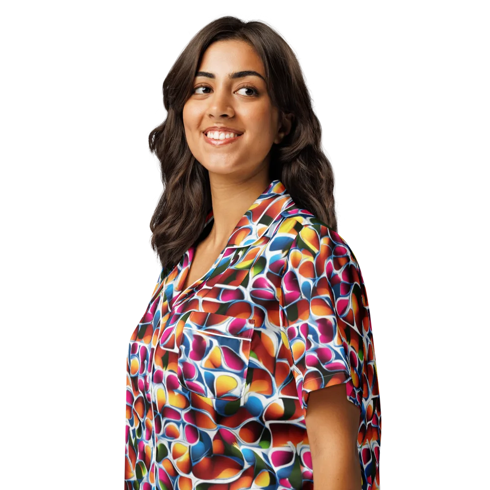 Prism Puddle on Women's Short Sleeve Pajama Top — Left Front
