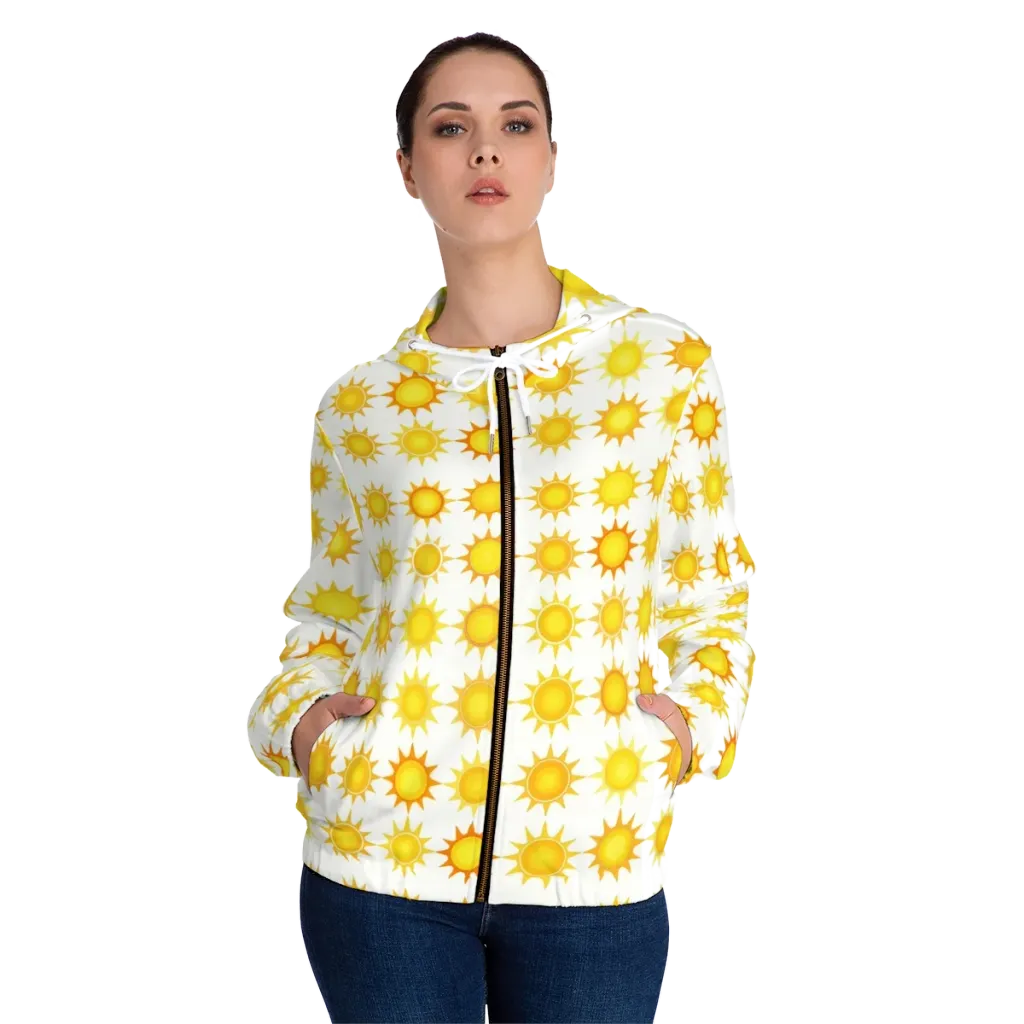 Solar Parade on Women's Full-Zip Hoodie — Front On Person
