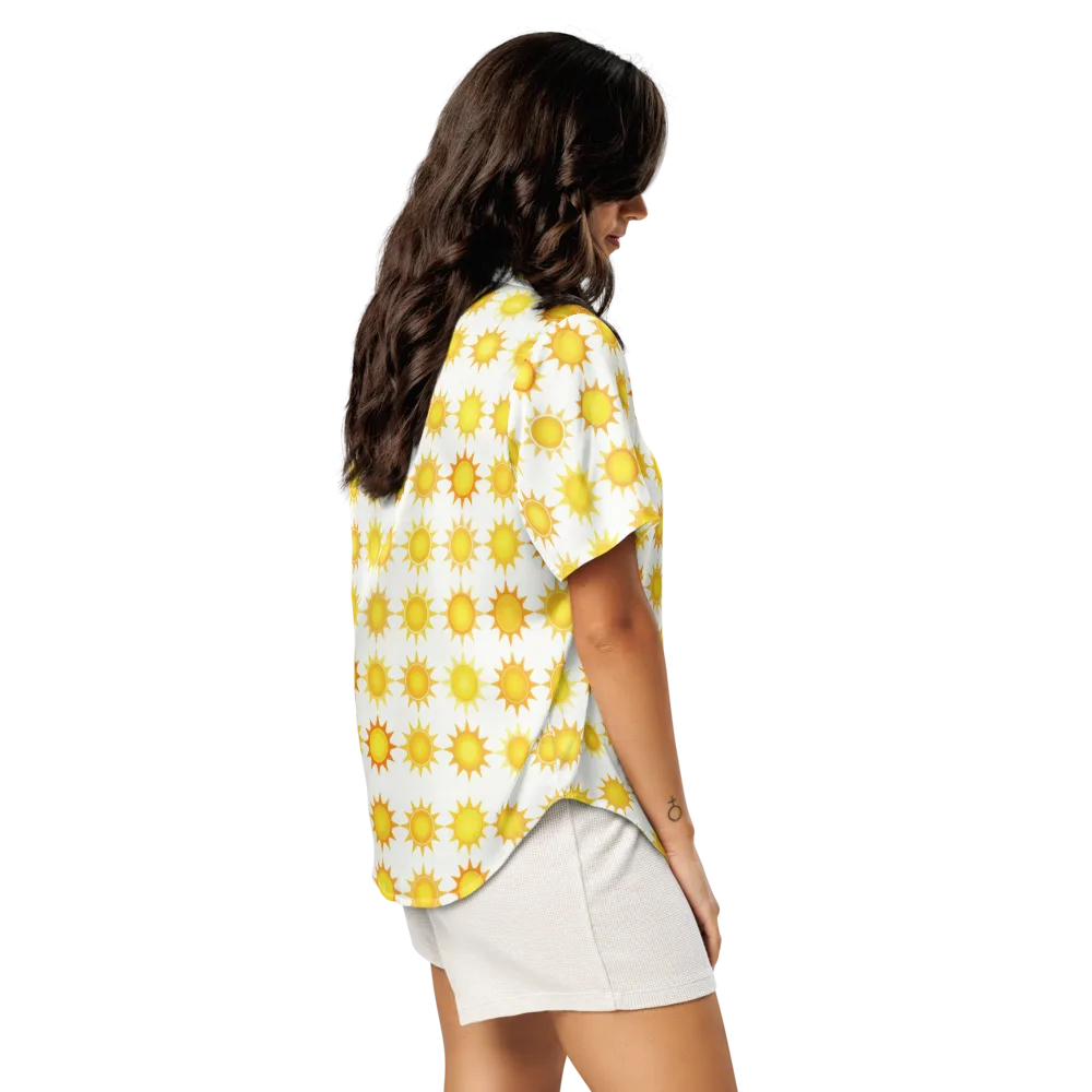 Solar Parade on Women's Short Sleeve Pajama Top — Right Back