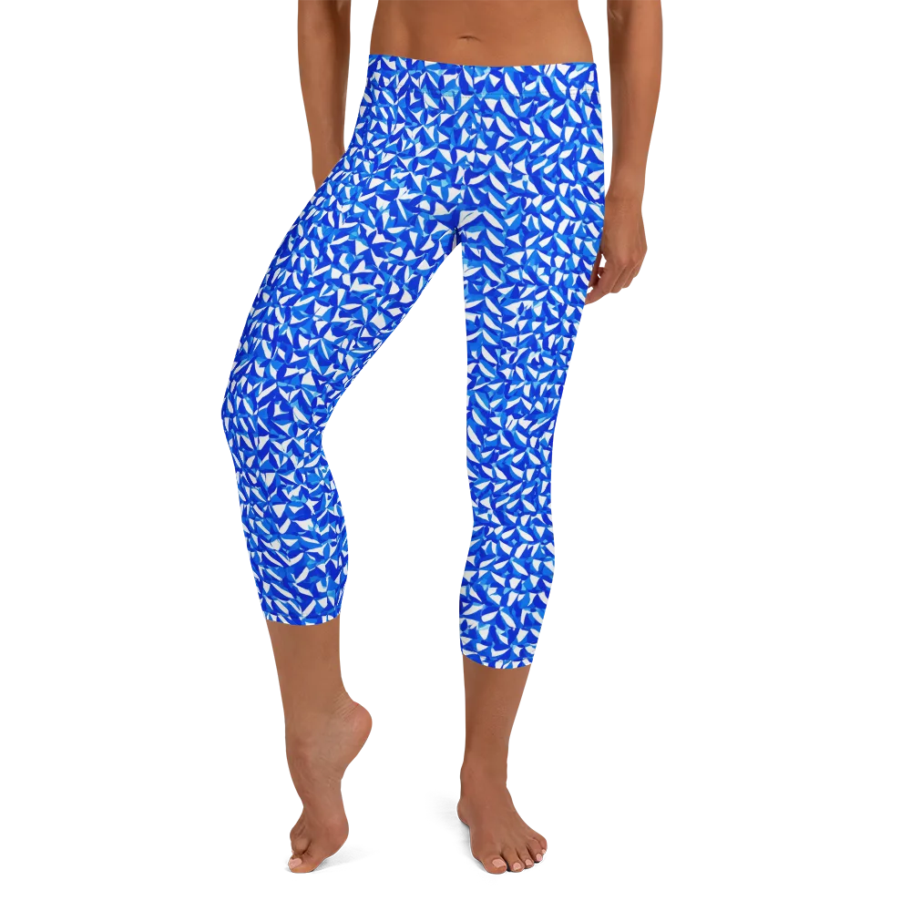 Azure Petal Static on Capri Leggings — Front