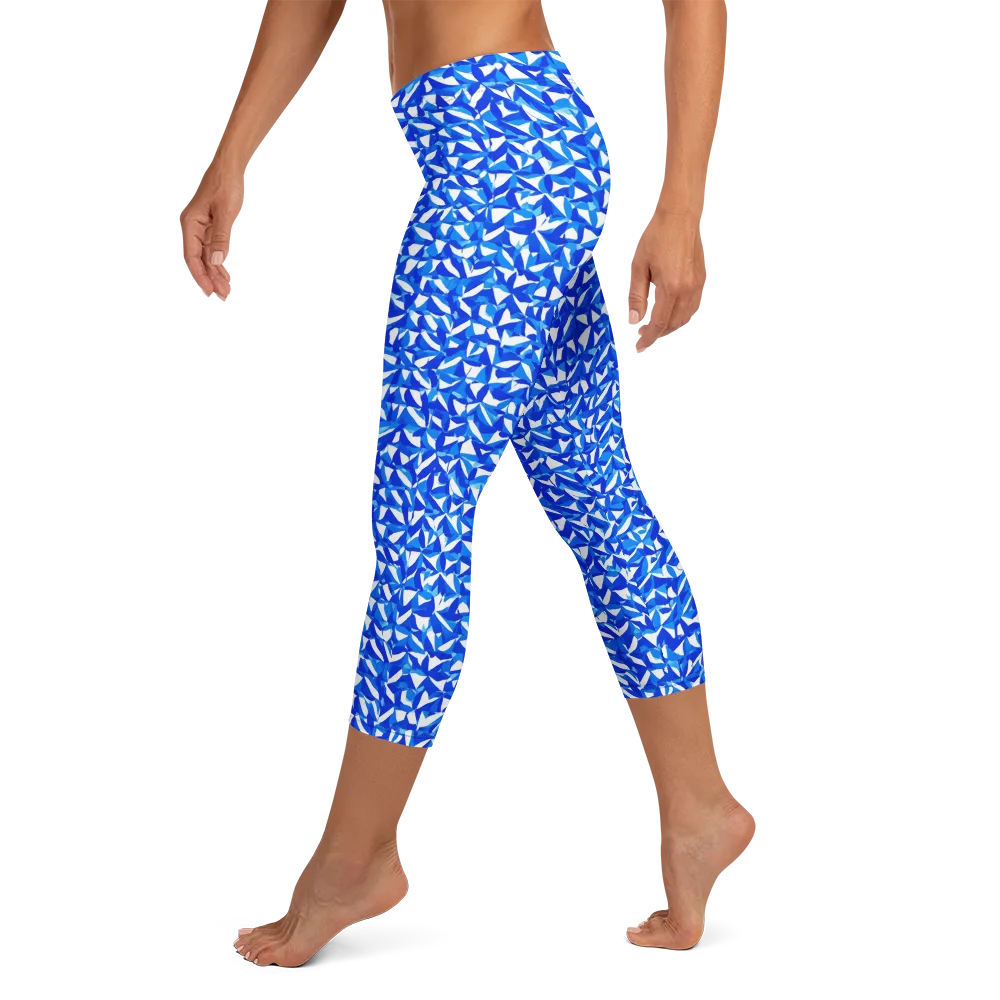 Azure Petal Static on Capri Leggings — Left