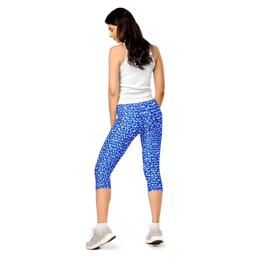 Azure Petal Static on Capri Leggings — Back