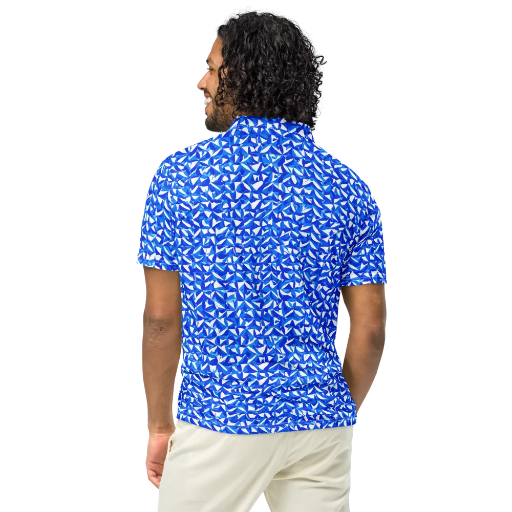 Azure Petal Static on Men's Slim Fit Polo Shirt — Back