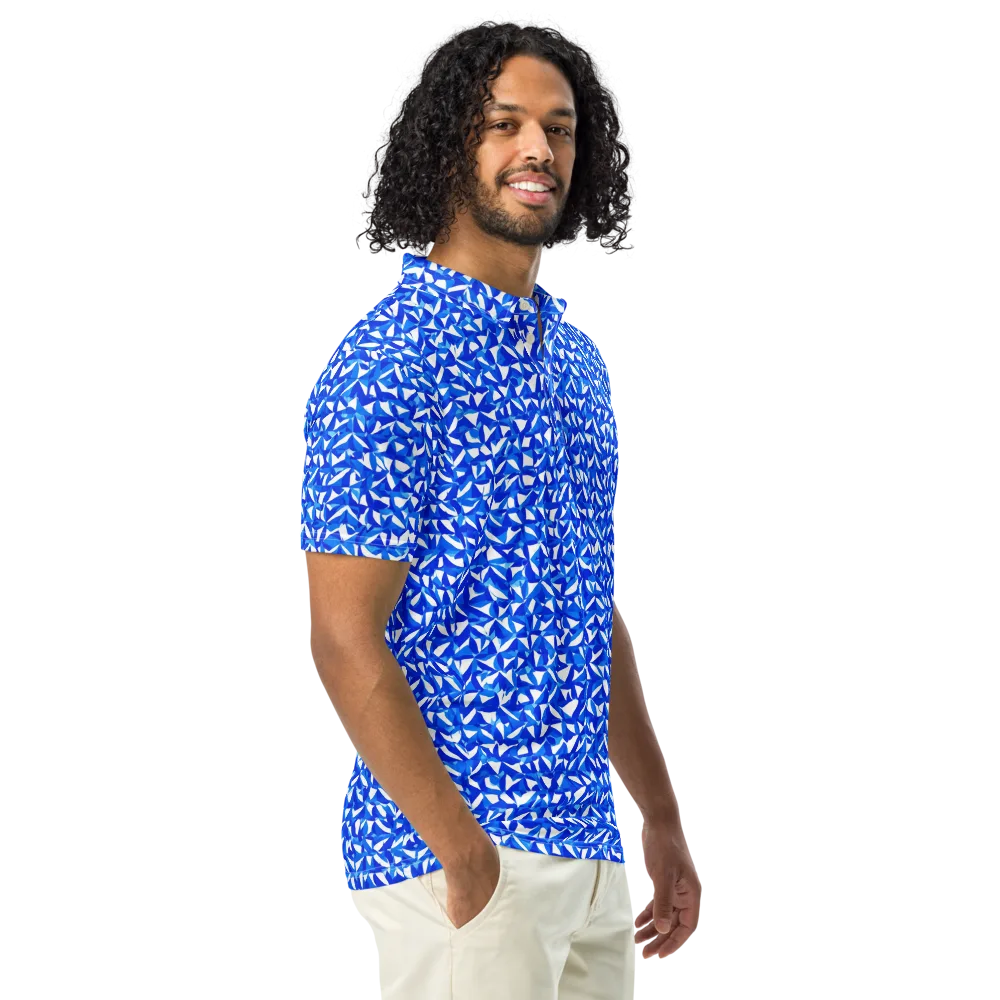 Azure Petal Static on Men's Slim Fit Polo Shirt — Right Front