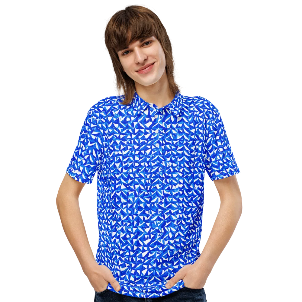 Azure Petal Static on Men's Slim Fit Polo Shirt — Front