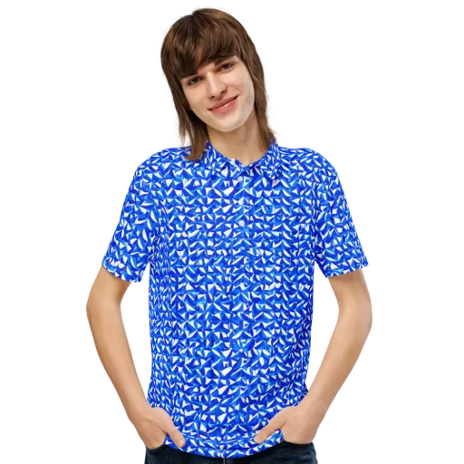Azure Petal Static on a Men's Slim Fit Polo Shirt